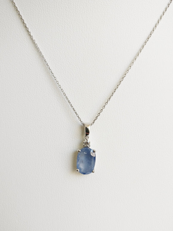 3.85ct Sapphire and Diamond Necklace with Pendant