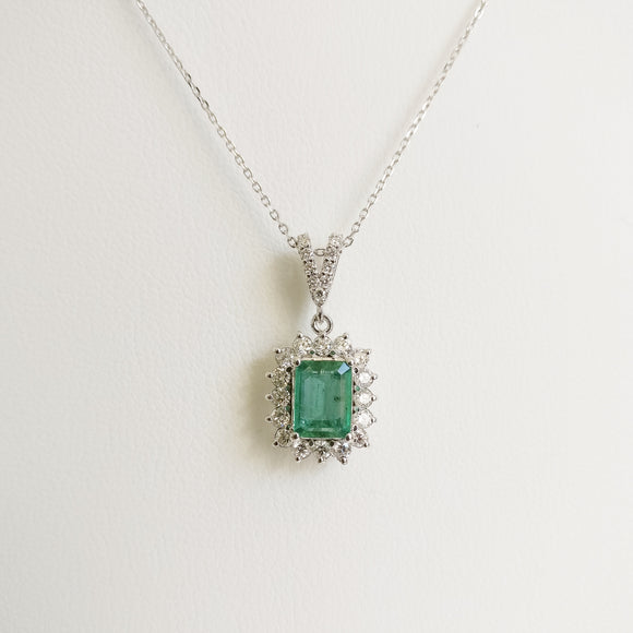 1.53ct Emerald and Diamond Necklace with Pendant