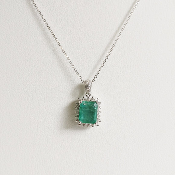 2.04ct Emerald and Diamond Necklace with Pendant