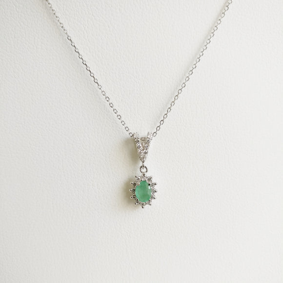 0.47ct Emerald and Diamond Necklace with Pendant