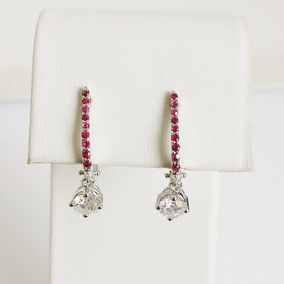 1.06ct Diamond and Ruby Earrings