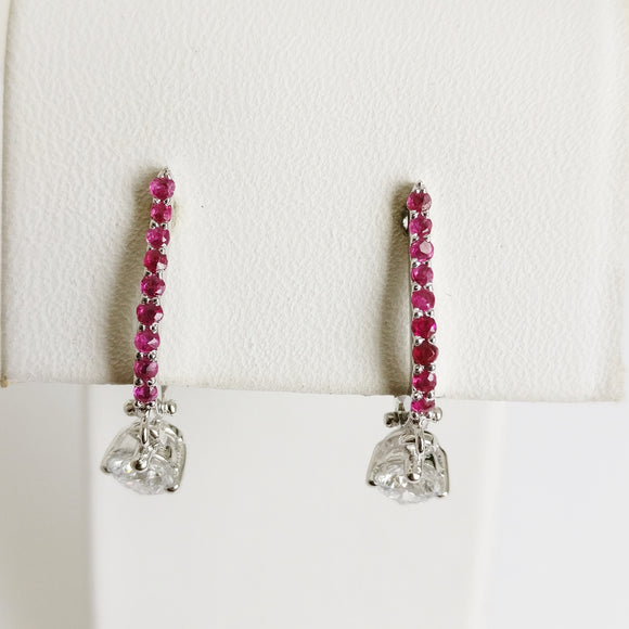 0.90ct Diamond and Ruby Earrings