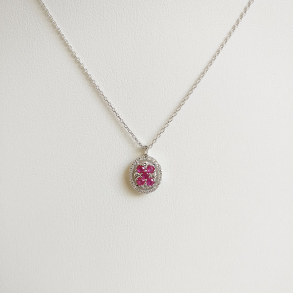 0.53ct Ruby and Diamond Necklace with Pendant