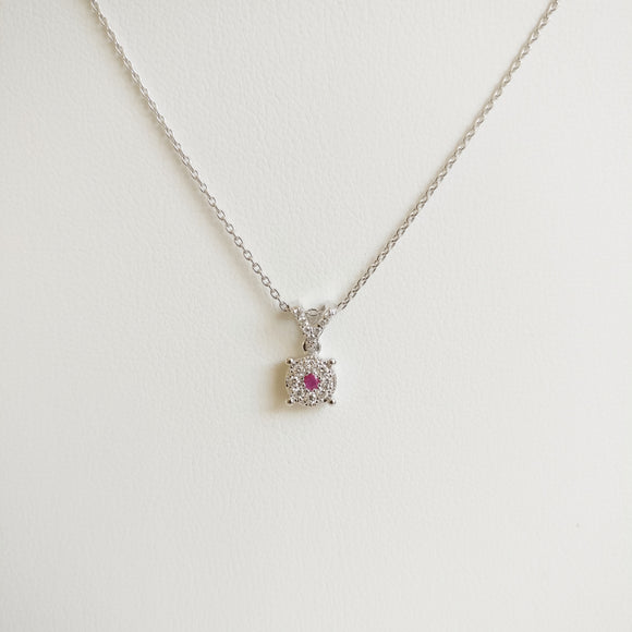 0.15ct Ruby and Diamond Necklace with Pendant