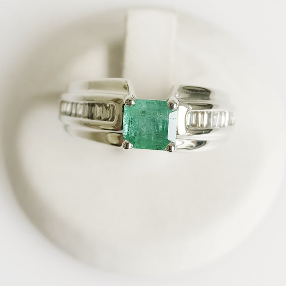 1.29ct Emerald and Diamond Ring