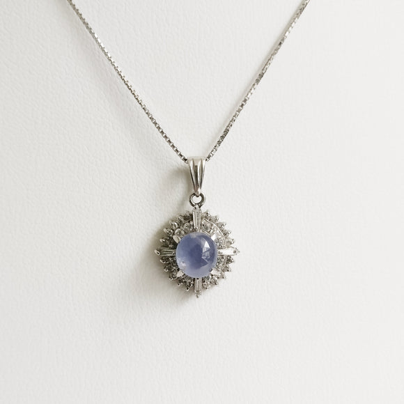 3.18ct Star Sapphire and Diamond Necklace with Pendant