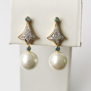 16.70ct Pearl and Diamond Earrings