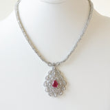 12.94ct Ruby and Cubic Zirconia Necklace