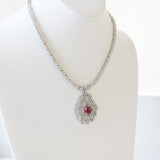12.94ct Ruby and Cubic Zirconia Necklace