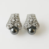 36.21ct Imitation Pearl and Cubic Zirconia Earrings