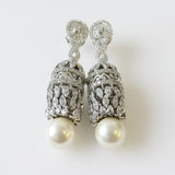 45.22ct Imitation Pearl and Cubic Zirconia Earrings