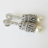 45.22ct Imitation Pearl and Cubic Zirconia Earrings