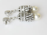 45.22ct Imitation Pearl and Cubic Zirconia Earrings