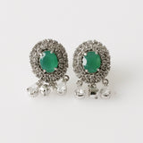 9.64ct Chrysoprase and Cubic Zirconia Earrings