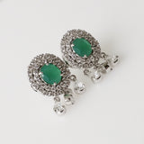 9.64ct Chrysoprase and Cubic Zirconia Earrings