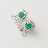 9.64ct Chrysoprase and Cubic Zirconia Earrings