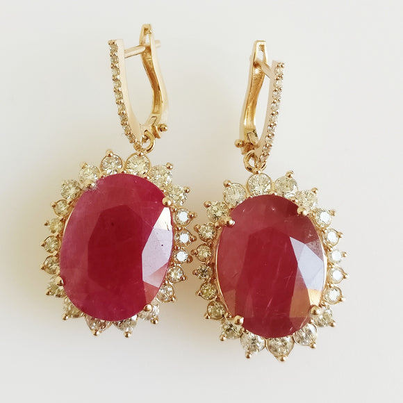 22.41ct Ruby and Diamond Earrings