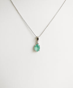 1.29ct Emerald and Diamond Necklace with Pendant