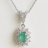 0.76ct Emerald and Diamond Necklace with Pendant