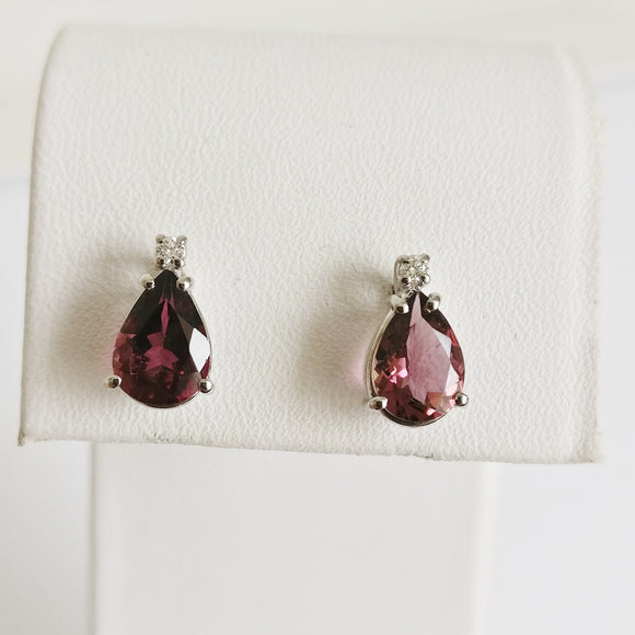 2.09ct Rubellite and Diamond Earrings