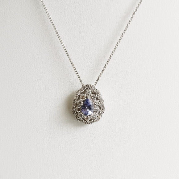 1.52ct Tanzanite and Diamond Necklace with Pendant