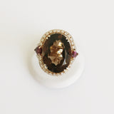 21.90ct Smokey Quartz and Tourmaline Ring