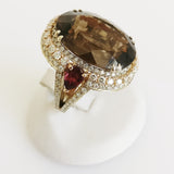 21.90ct Smokey Quartz and Tourmaline Ring