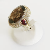 21.90ct Smokey Quartz and Tourmaline Ring