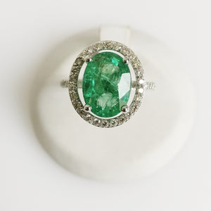 4.14ct Emerald and Diamond Ring