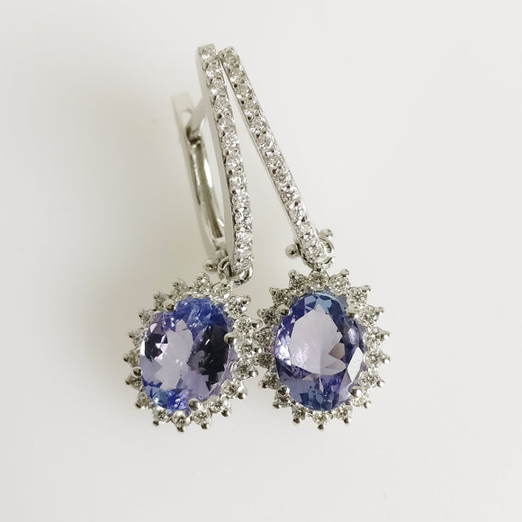 2.64ct Tanzanite and Diamond Earrings