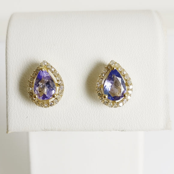 1.30ct Tanzanite and Diamond Earrings