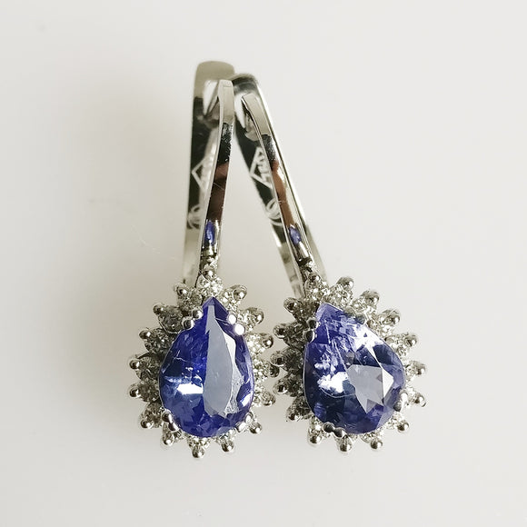 1.37ct Tanzanite and Diamond Earrings