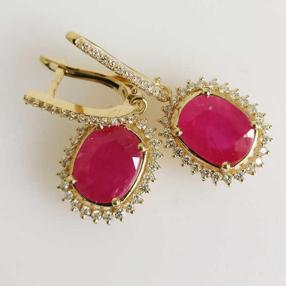 7.41ct Ruby and Diamond Earrings