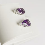 2.96ct Amethyst and Diamond Earrings