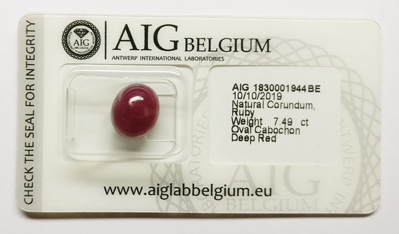 Ruby 7.49ct AIG Certified