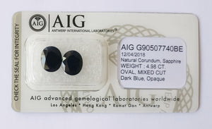 Sapphire 4.98ct AIG Certified