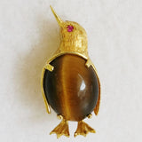 Gold Penguin Brooch