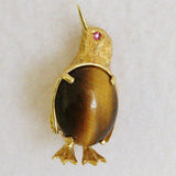 Gold Penguin Brooch