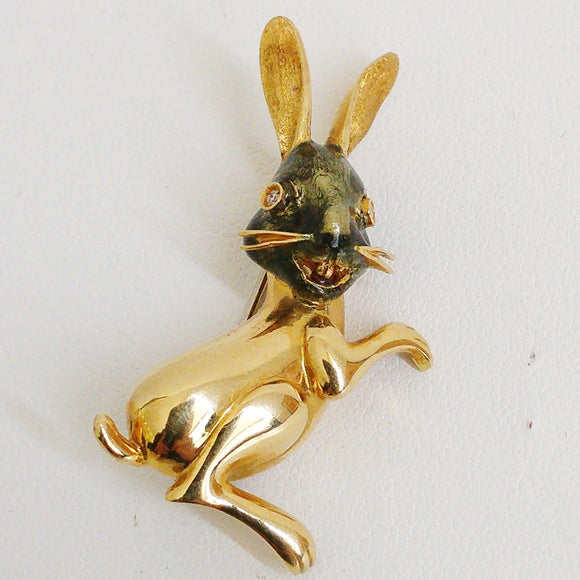 Gold Rabbit Brooch