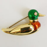 Gold and Diamond Duck Brooch