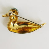 Gold and Diamond Duck Brooch