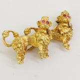 Gold Poodles Brooch