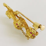 Gold Poodles Brooch