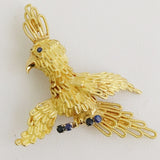 Gold and Sapphire Bird Brooch