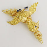 Gold and Sapphire Bird Brooch