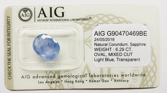 Sapphire 6.29ct AIG Certified