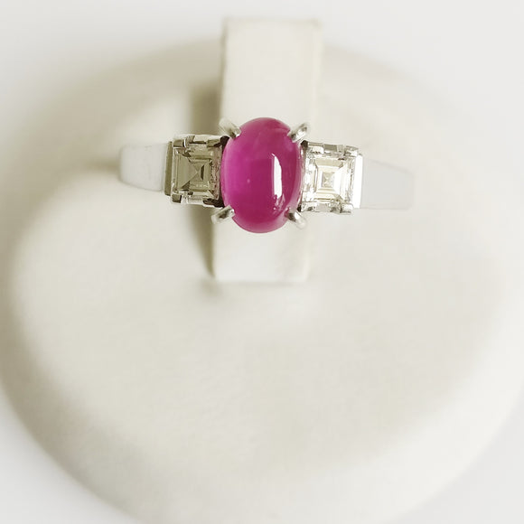 1.23ct Star Ruby and Diamond Ring