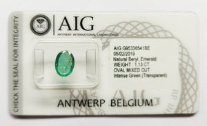 Emerald 1.13ct AIG Certified