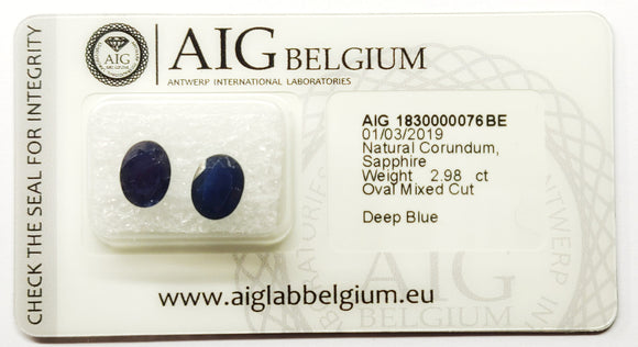 Sapphire 2.98ct AIG Certified