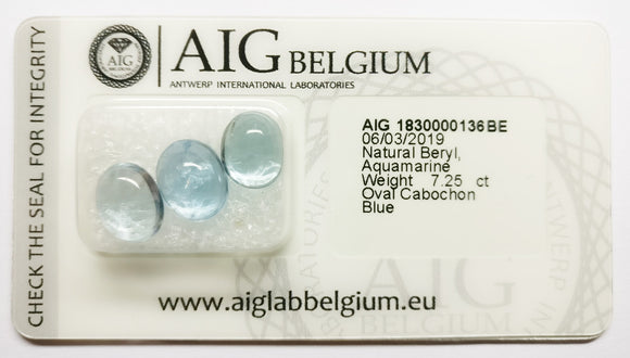 Aquamarine 7.25ct AIG Certified